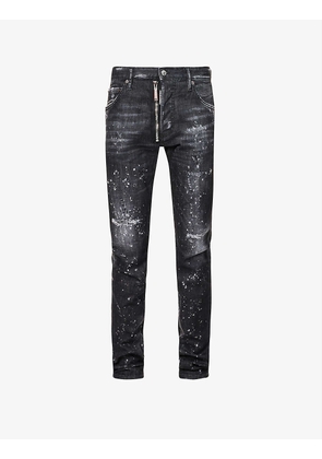 Cool Guy paint-splattered tapered stretch-denim jeans