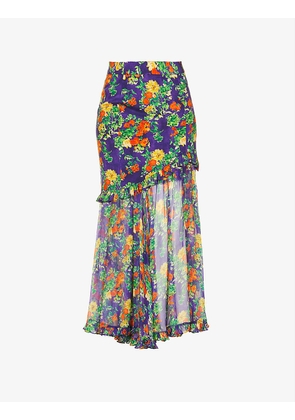 Adrienne floral-print silk mini skirt