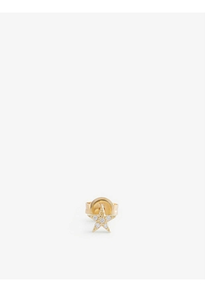 Star 9ct gold and white diamond stud earring