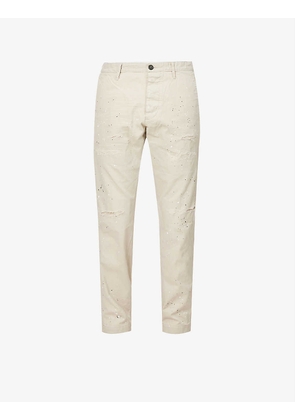 Cool Guy paint-splattered slim-fit tapered cotton-twill trousers