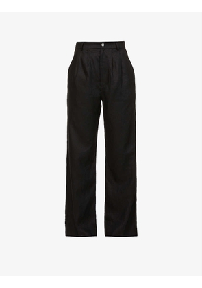 Vesta tapered high-rise linen trousers