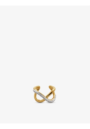 Riva Crossover 18ct yellow gold-plated vermeil sterling silver and 0.03ct diamond ear cuff