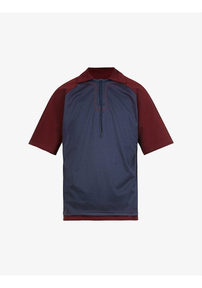 Contrast-overlay collared cotton shirt