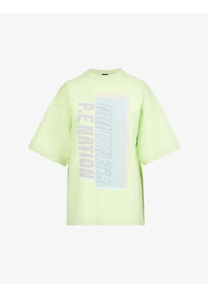 Alignment brand-print organic cotton-blend T-shirt