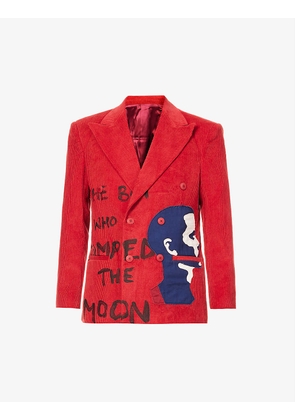 Jumped The Moon graphic-print regular-fit cotton-corduroy jacket