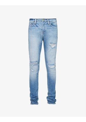Jack distressed slim-leg recycled-cotton-blend stretch-denim jeans