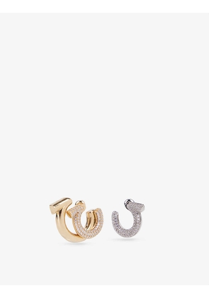 Gancio double brass earrings