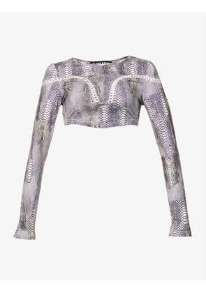 Sarff abstract-pattern stretch-woven top