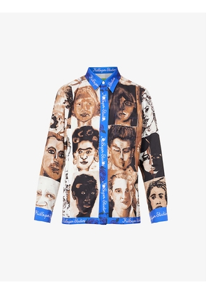 Portraits abstract-print relaxed-fit woven shirt