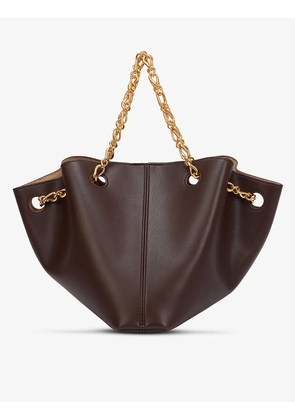 Gathered faux-leather bucket bag