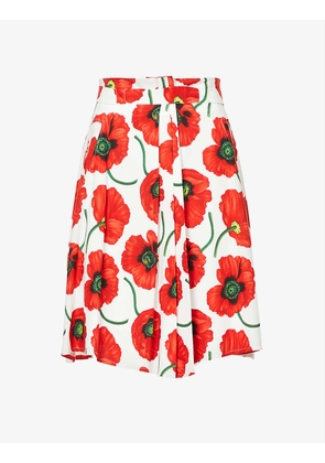 Poppy floral-print woven midi skirt