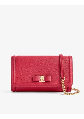 Vara bow-embellished leather wallet-on-chain