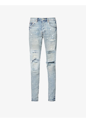 Distressed slim-fit stretch-denim jeans