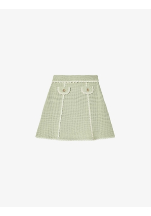 Vivi scallop-trim woven mini skirt