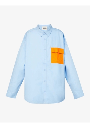 George contrast-pocket cotton-twill shirt