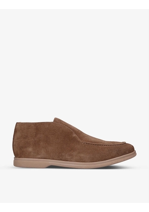 Slip-on contrast-sole suede boots