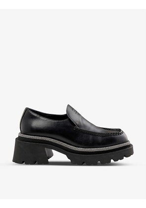 Teriane crystal-embellished leather loafers