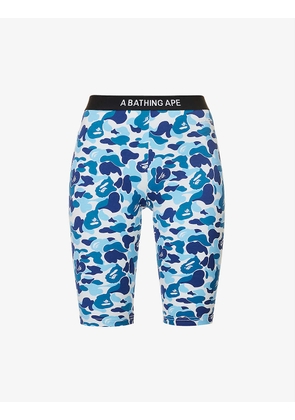 Camouflage-print brand-embroidered cotton-blend shorts