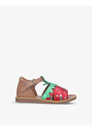 Poppy Berry strawberry-embellished leather sandals 6 months - 3 years