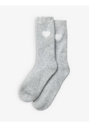 Heart-detail wool-blend bed socks