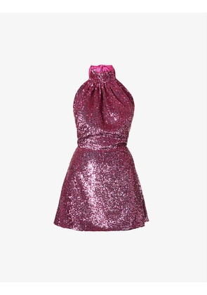 Classic sequin-embellished silk mini dress