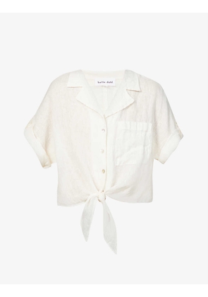 Tie-front relaxed-fit linen shirt
