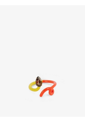 Baby Vine 9ct yellow-gold and smoky quartz enamelled ring