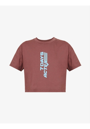 Korean cropped cotton-jersey T-shirt