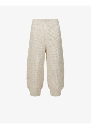 Waffle wide-leg mid-rise alpaca-blend knitted trousers