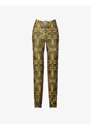 Petrel abstract-pattern straight-leg mid-rise woven trousers