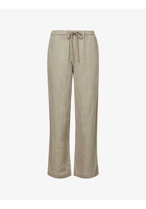 Lounge textured straight-leg high-rise linen trousers