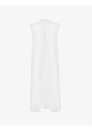 Asymmetric sleeveless stretch-cotton midi dress