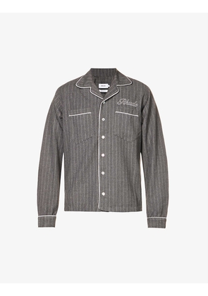 Striped brand-embroidered relaxed-fit cotton shirt