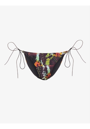 Fly Away butterfly-print high-rise bikini bottoms
