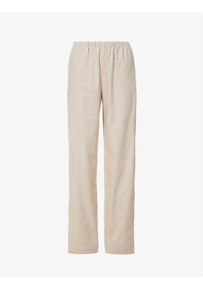 Sandra straight-leg high-rise organic-cotton and linen-blend trousers
