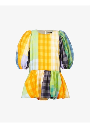 Liw plaid-print woven top