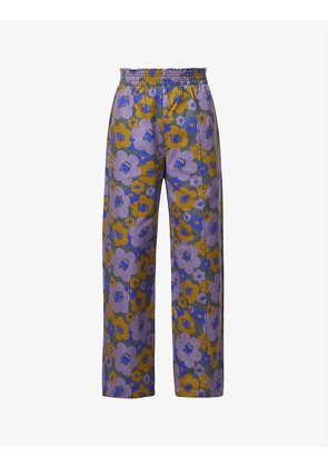 Prebble floral-print wide-leg cotton-twill trousers
