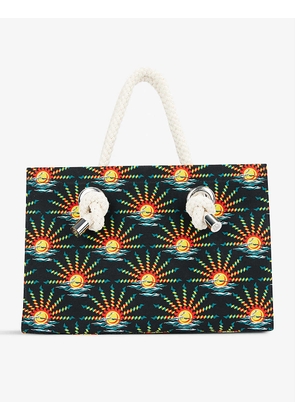 Sunset-print brand-embroidered canvas tote bag