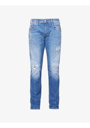 Anbass 573 distressed slim-fit stretch-denim jeans