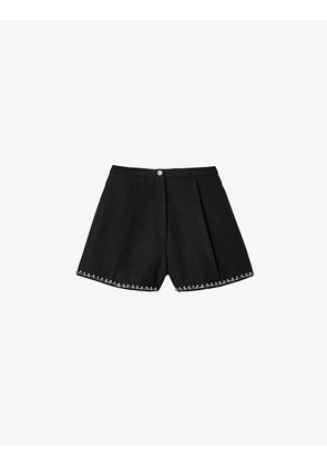 Java crystal-embellished high-rise recycled-polyester shorts