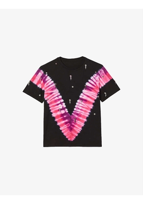 Paradise embroidered tie-dye cotton T-shirt
