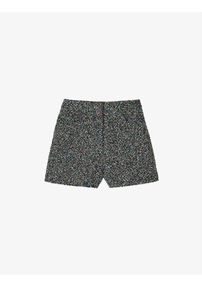 Space wide-leg tweed woven shorts