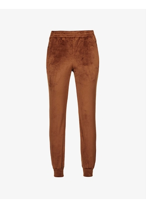 Velour tapered mid-rise stretch-velour jogging bottoms