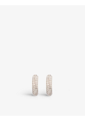 Embellished metal and cubic zirconia hoop earrings