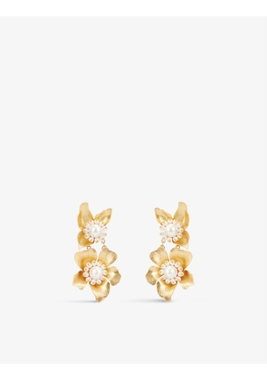 Flora statement pearl and cubic zirconia gold-toned drop earrings