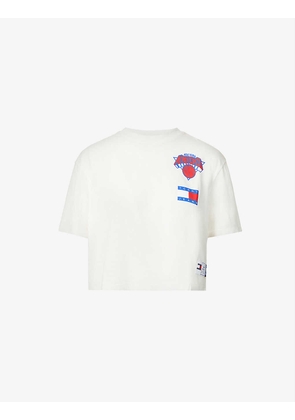 NBA logo-graphic cropped cotton-jersey T-shirt