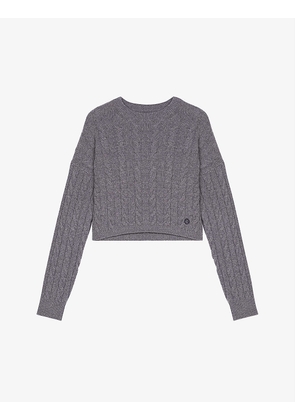 Marbre logo-embroidered cable-knit wool-blend jumper