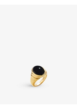 Savi x Missoma Ridge 18ct yellow-gold plated vermeil sterling-silver and onyx ring
