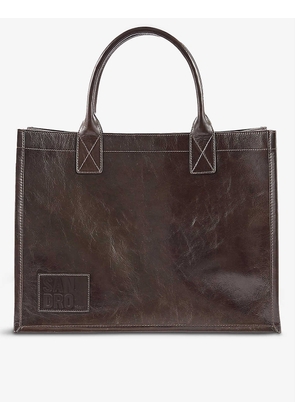 Kasbah logo-patch leather tote bag