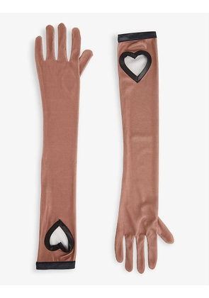 Kylie heart cut-out stretch-woven gloves